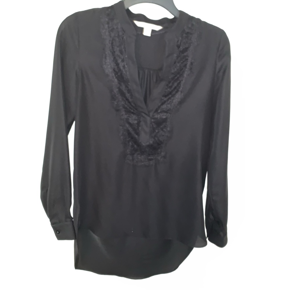 Lauren Conrad Sheer Black Blouse Sz XS